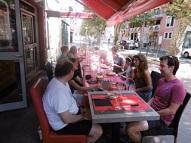 Julie, our efficient waitress , taking orders from our adult students