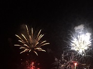 Evening firework on the seaside of Saint-Raphaël